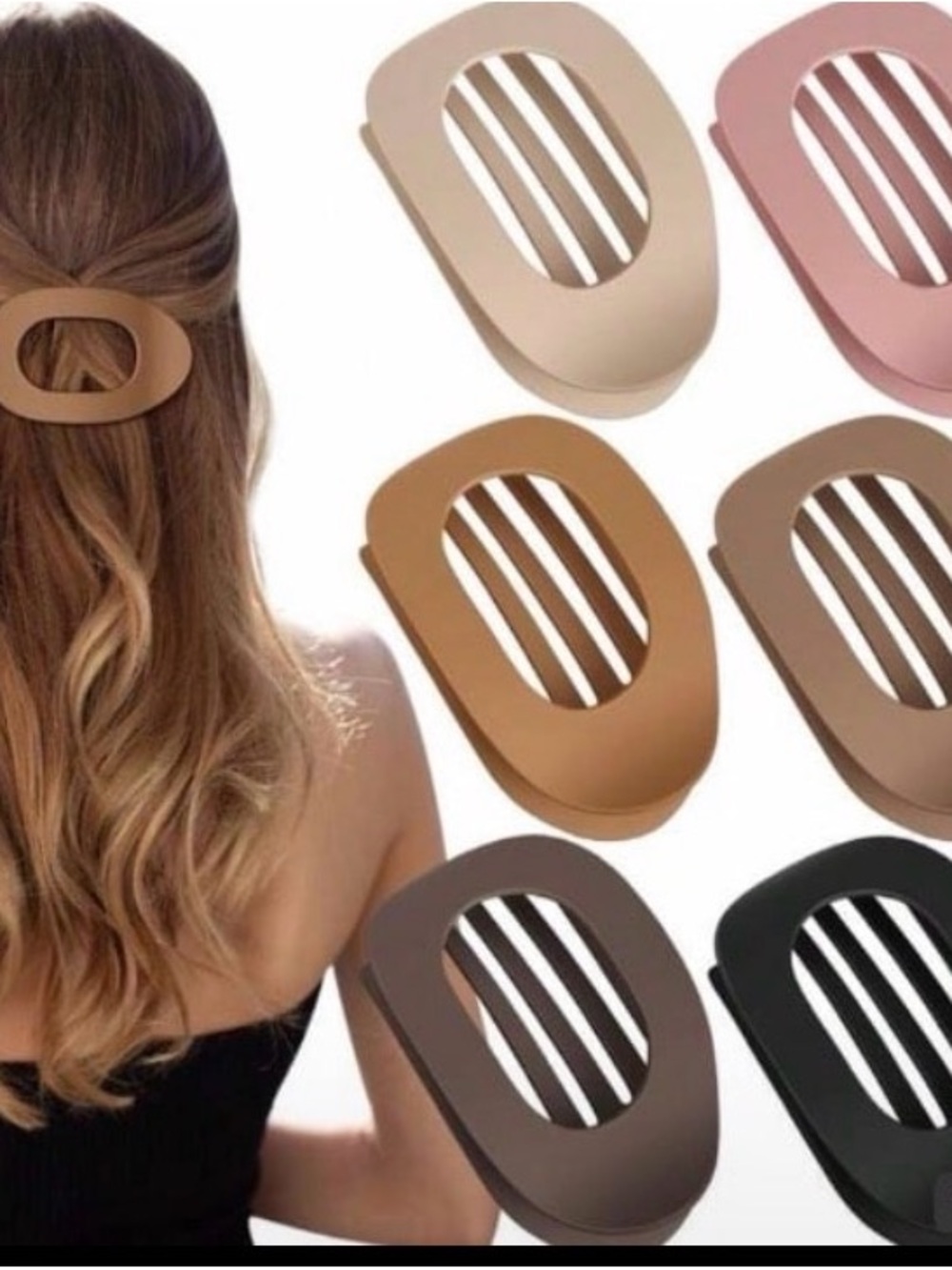 Matte Oval Hair Clip Set – Neutral Mix (Beige, Pink, Tan, Brown, Black)